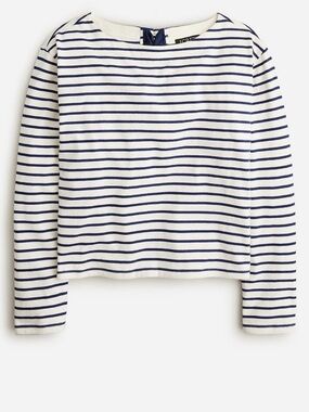 J.CREW Top Women’s XL Boatneck T-shirt with Bows Stripe Mariner 100% Cotton NWT